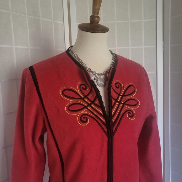 Vintage Christmas Fleece Embroidered Cardigan Jacket - Picture 3 of 10